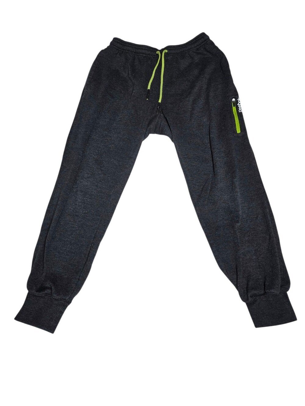 Reebok Dark Gray Joggers with Neon Lime Accents